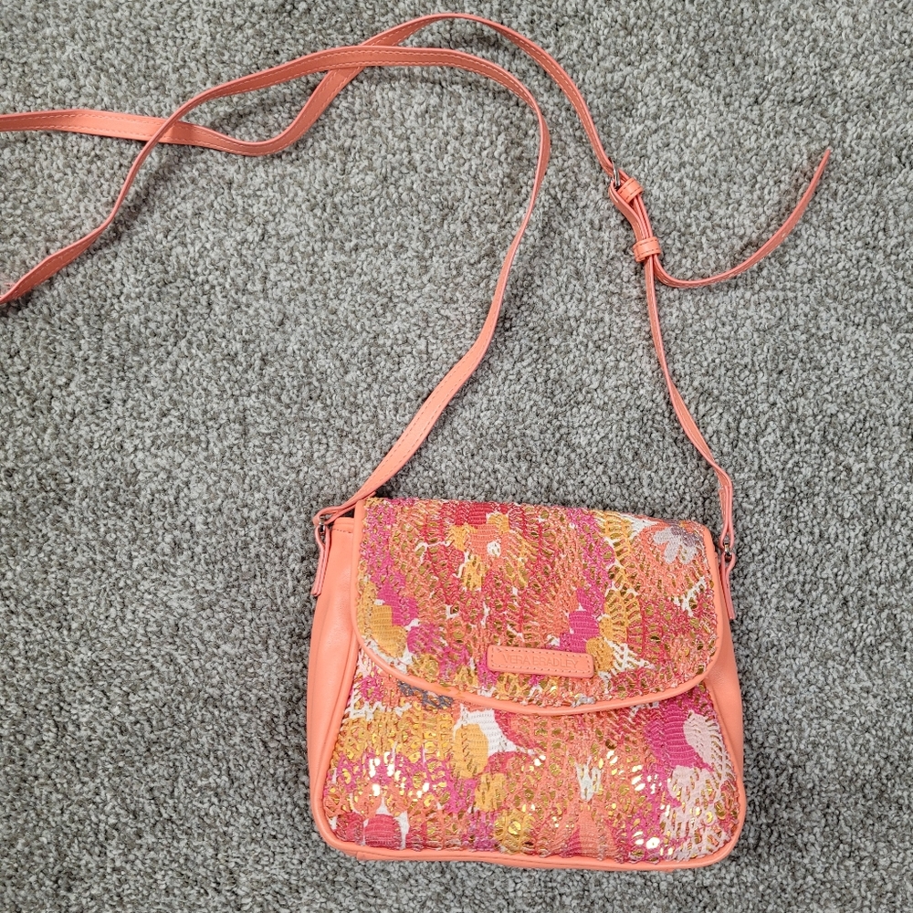 Vera Bradley Pixie Blooms Gold and Orange Sequin Crossbody Bag